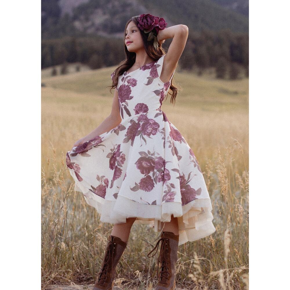 Joyfolie Mia Joy Lezah Petticoat Dress in Large Cream Floral Girl’s Size 3